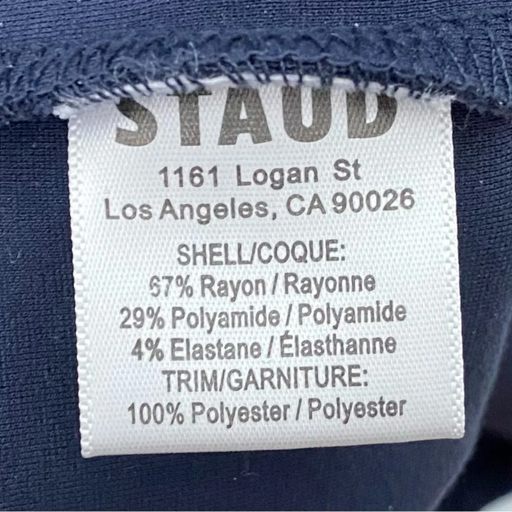 Staud Hawthorne Dress Navy Blue Taffeta - Picture 10 of 11